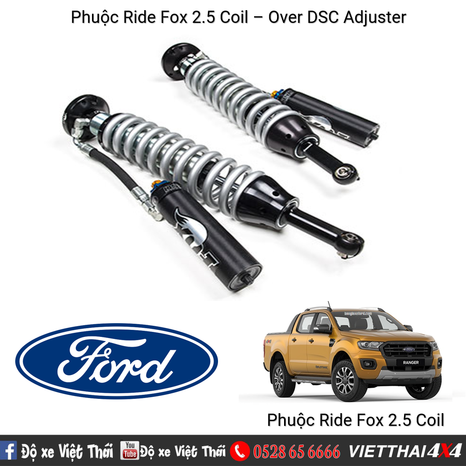 Bộ phuộc Ride Fox 2.5 Coil – Over DSC Adjuster ( Điều chỉnh ) cho Ford Ranger